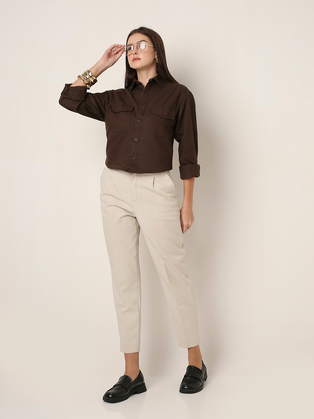 Brown Utility Pocket Casual Shirt