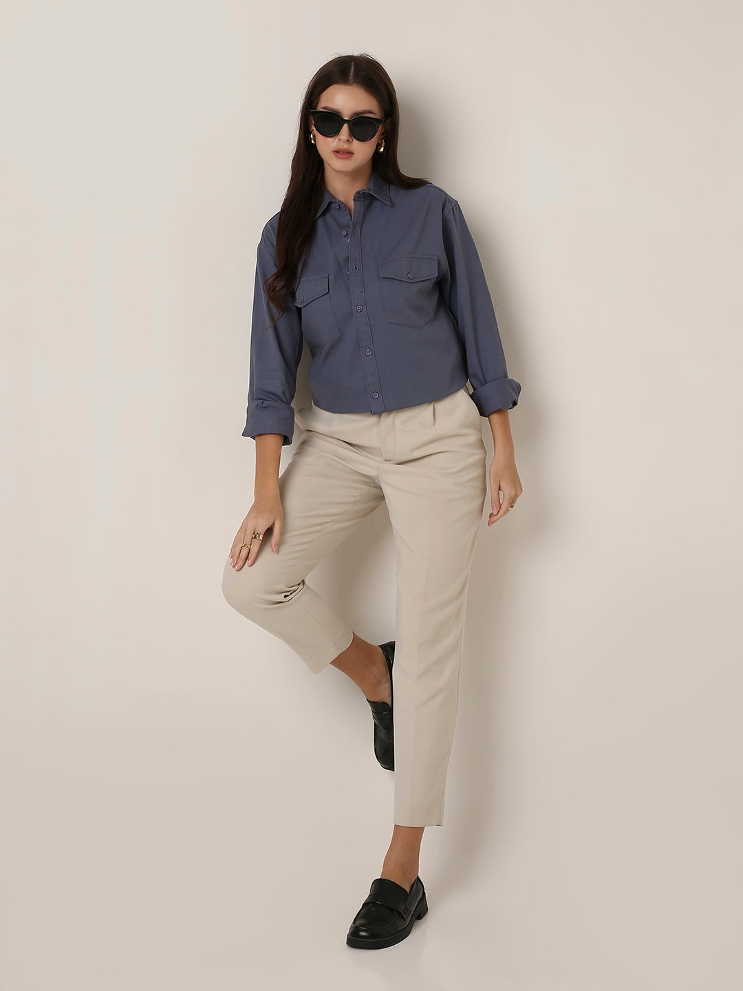 Blue Utility Pocket Casual Shirt