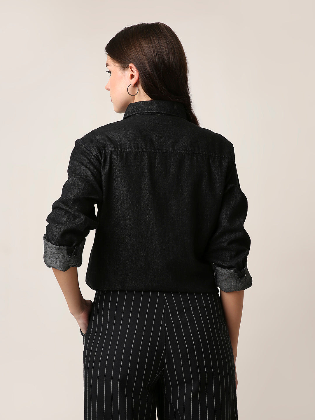 Raw Black Denim Utility Shirt