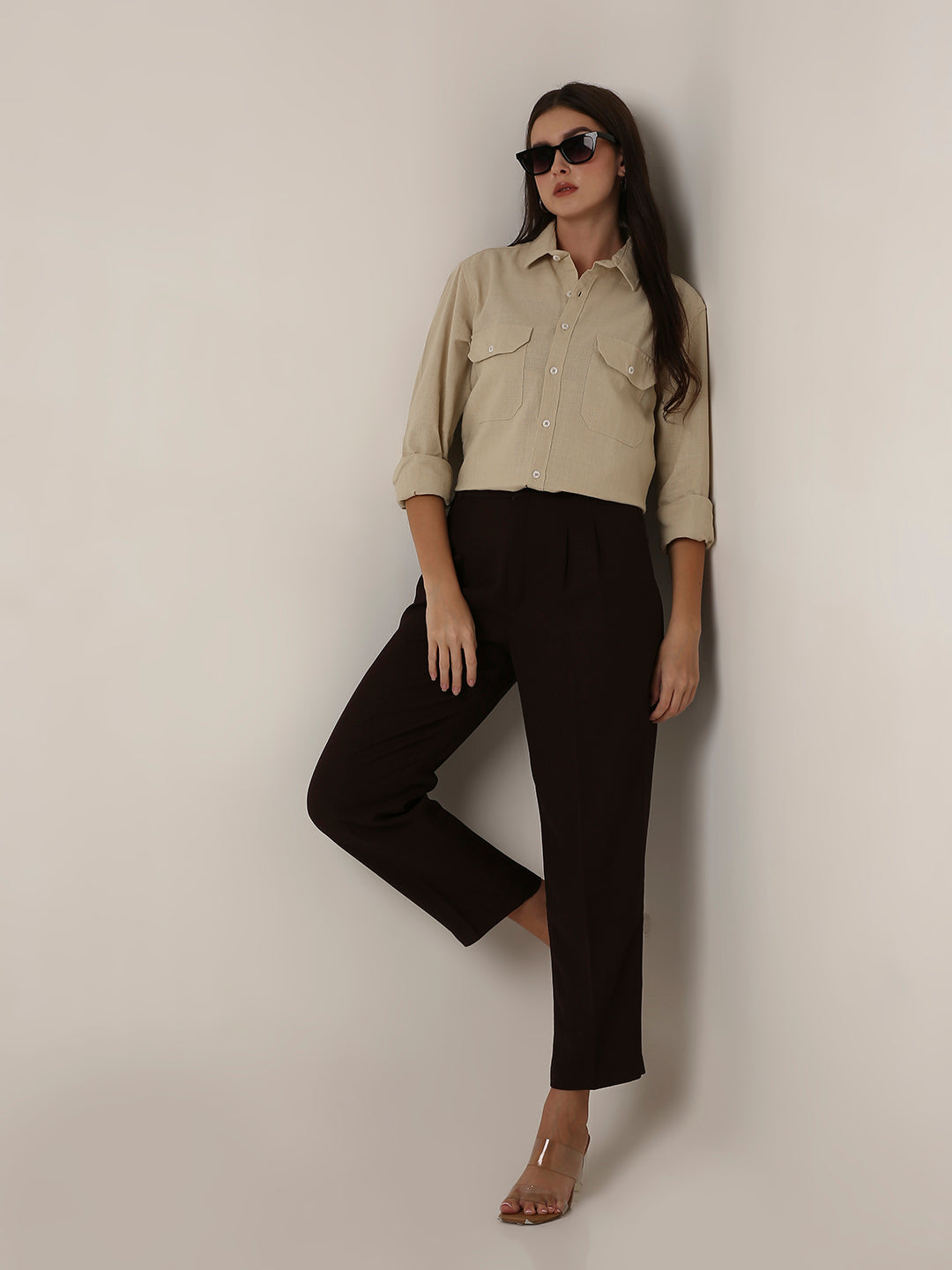 Beige Utility Pocket Layer Shacket