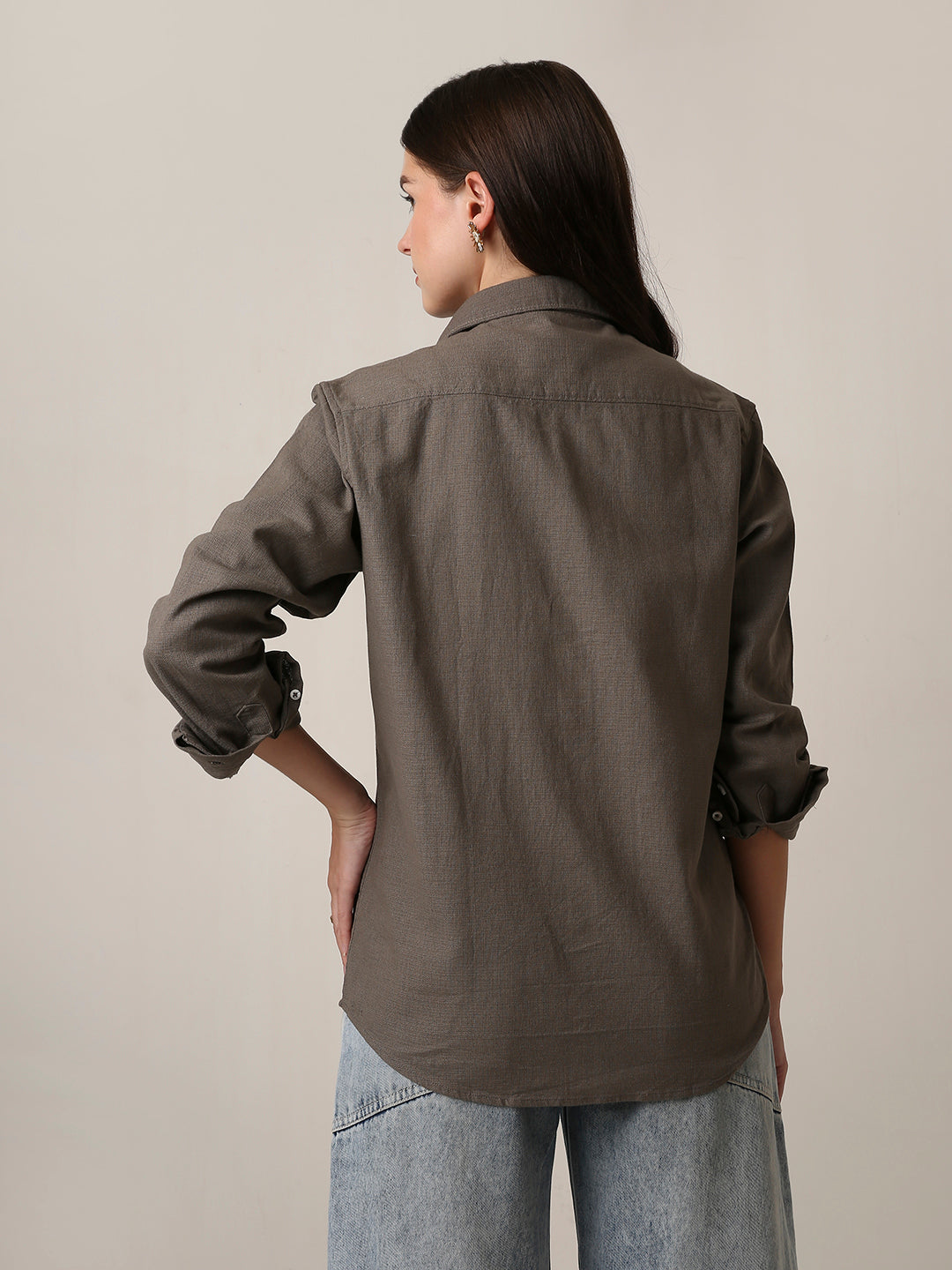 Dusty Grey Utility Pocket Layer Shacket