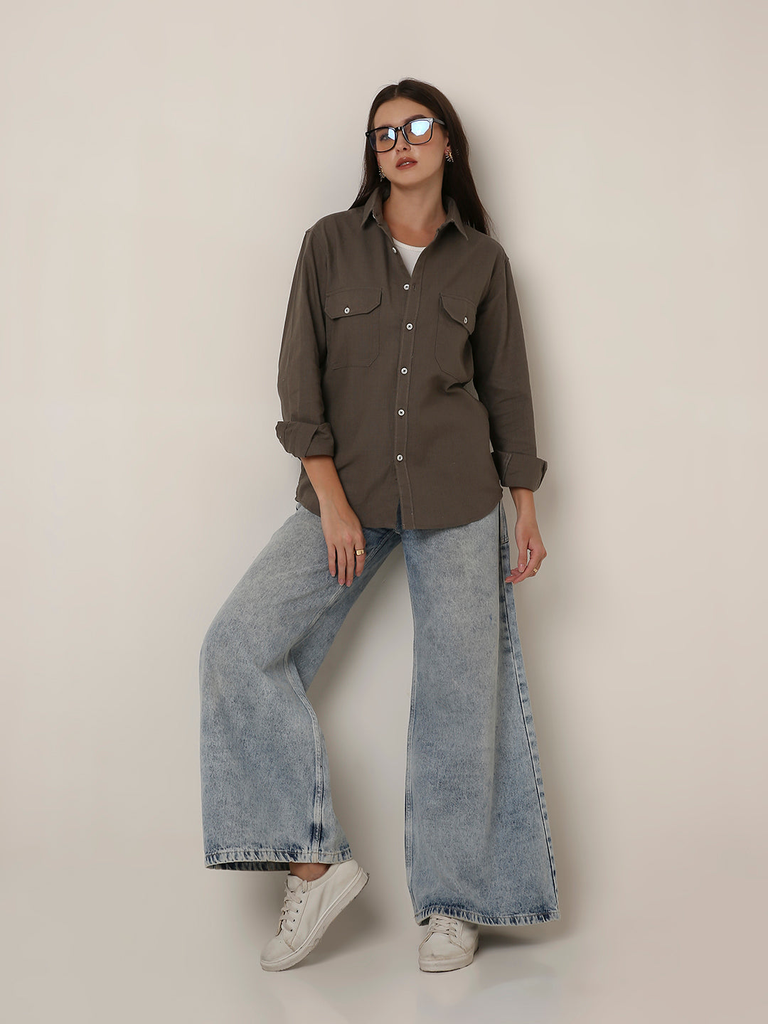 Dusty Grey Utility Pocket Layer Shacket