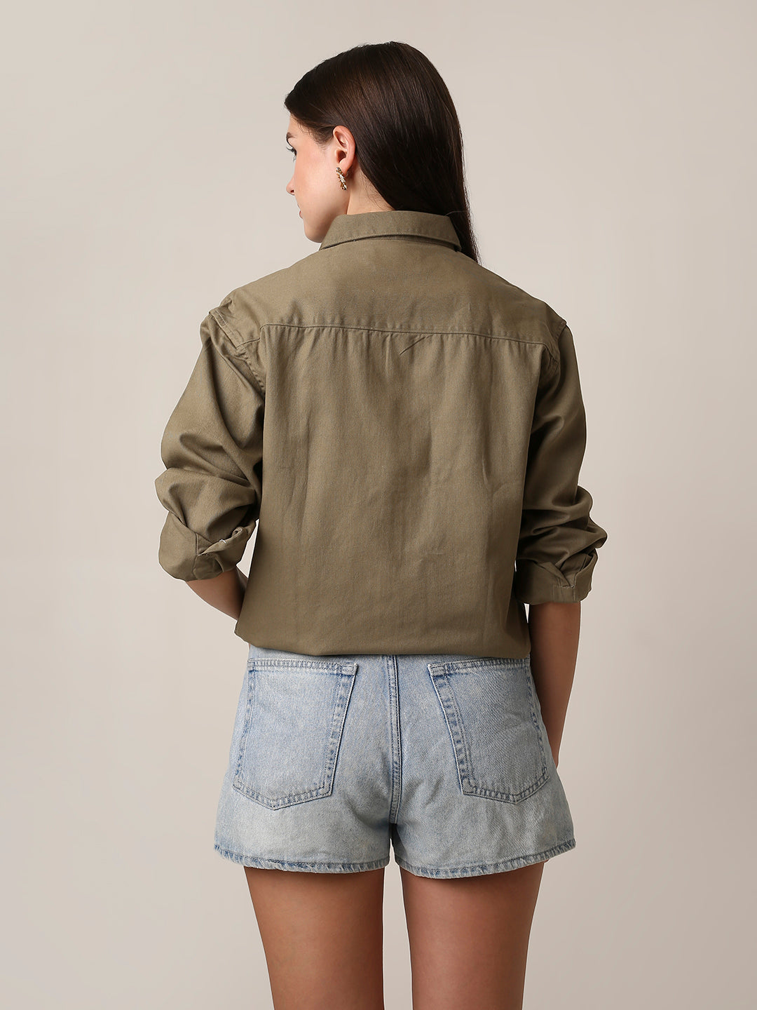 Olive Utility Pocket Casual Shirt