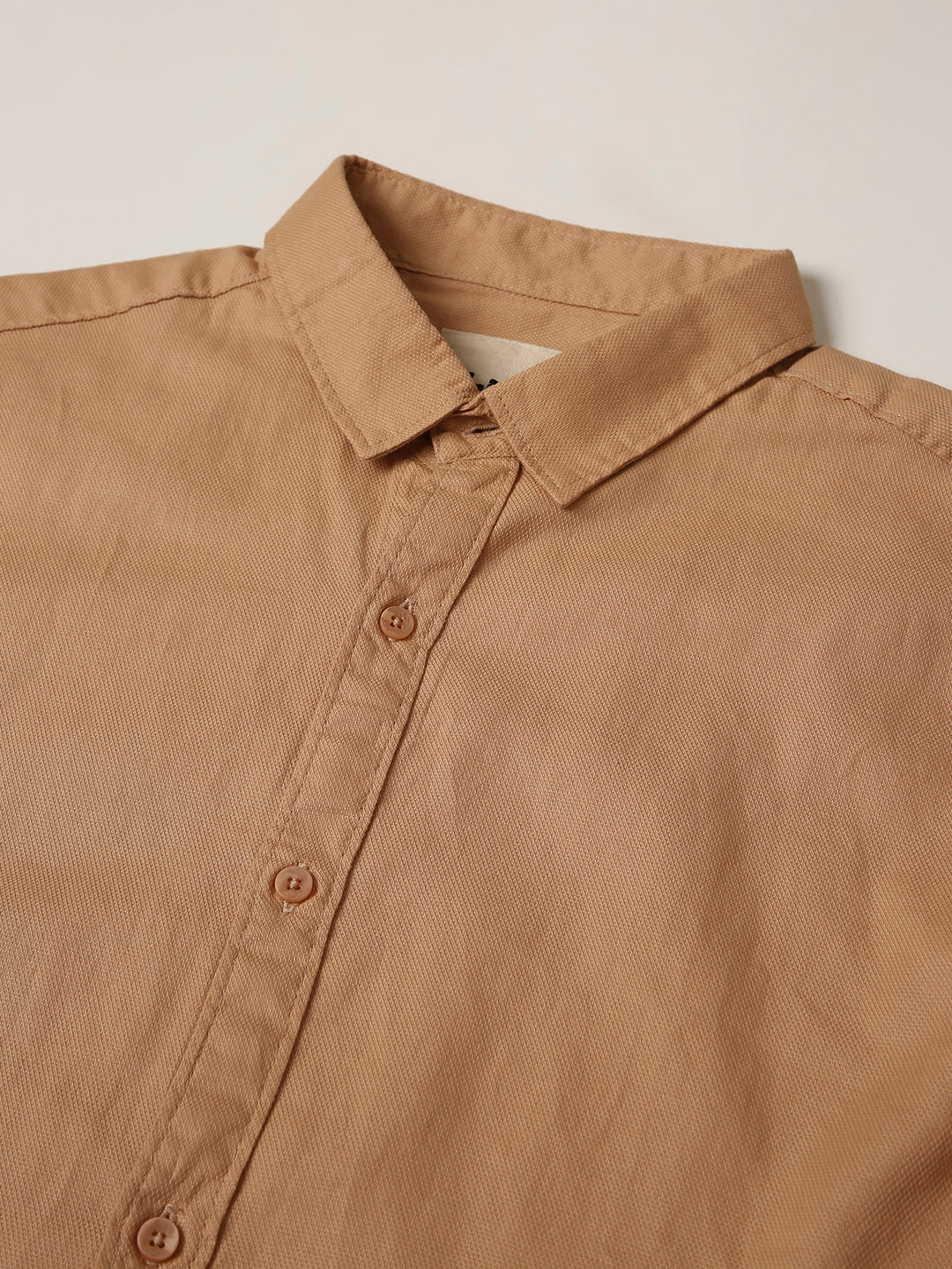 Beige Textured Oversized Casual Shirt