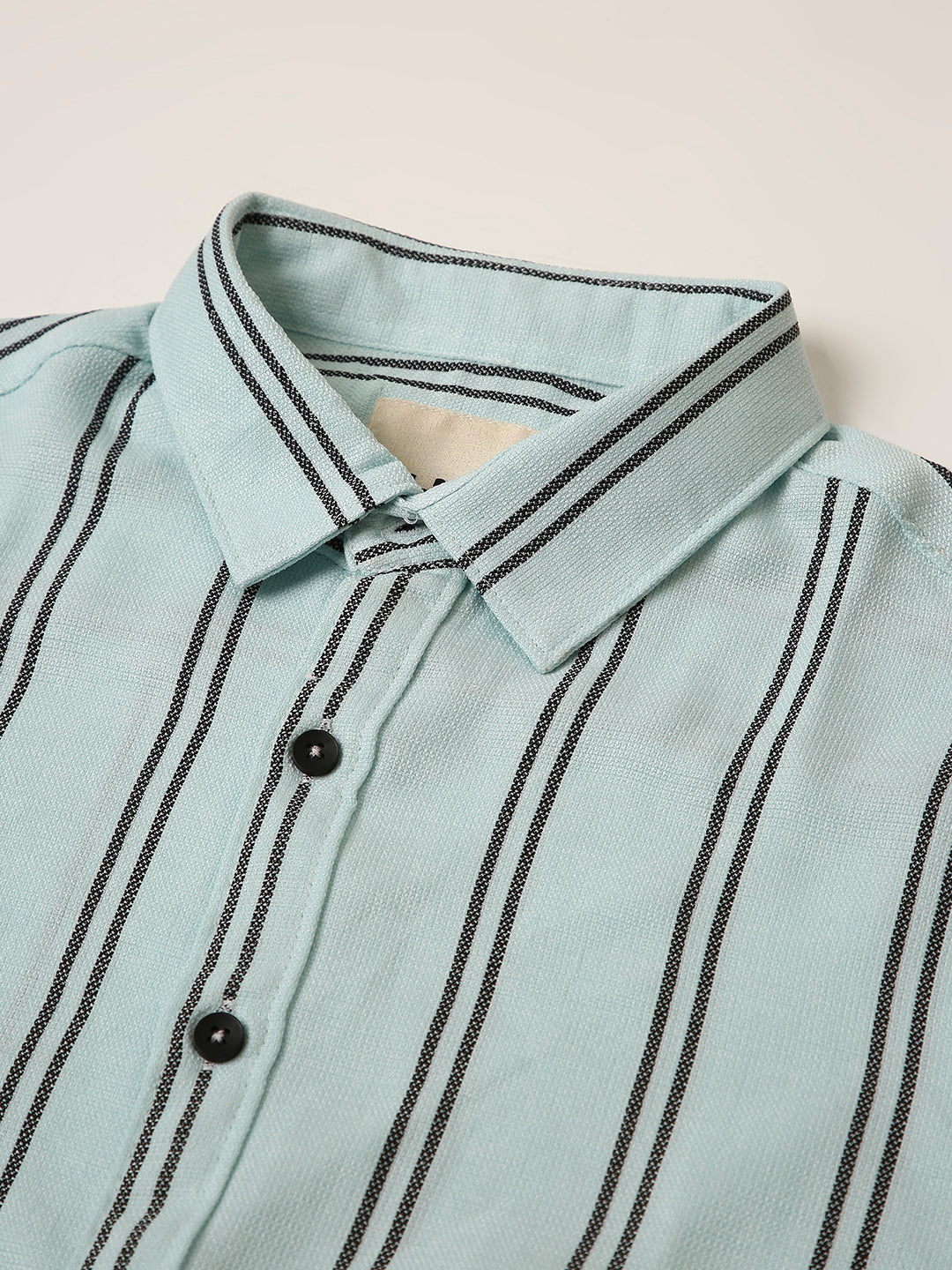 Mint Green Striped Short Sleeve Casual Shirt