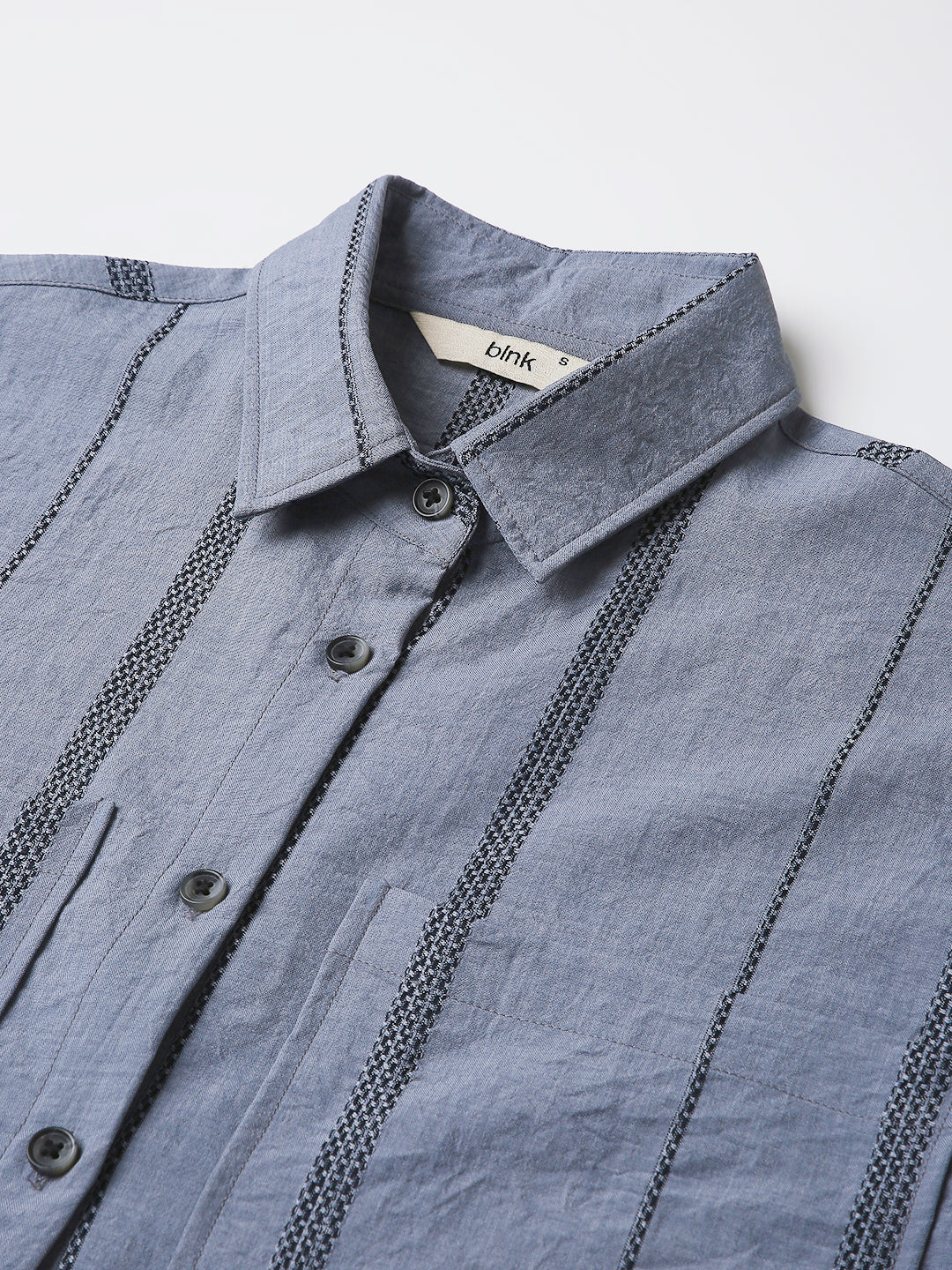 BLUE STRIPED CROPPED SHIRT