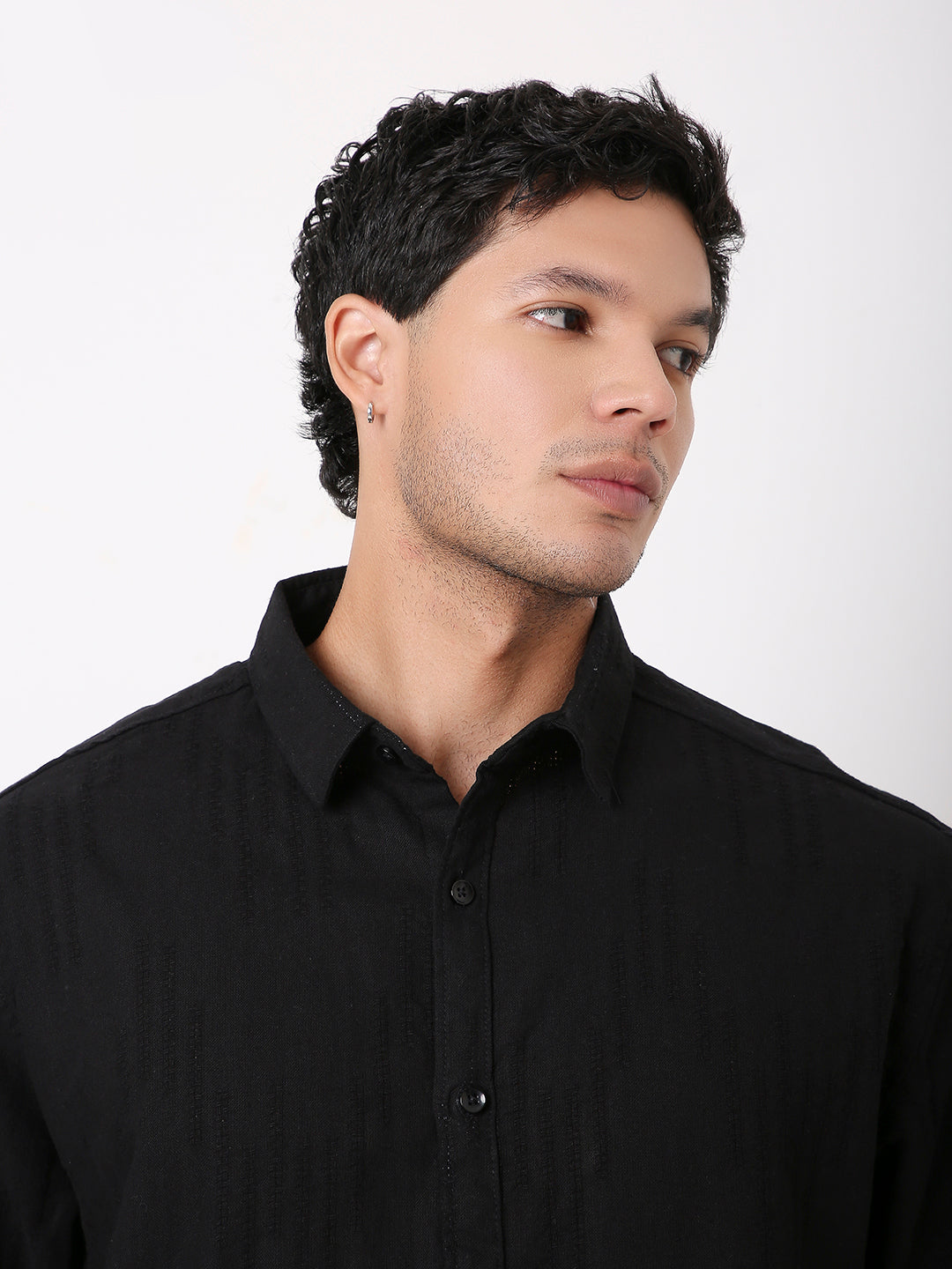 SELF TEXTURED RELAXED PURE COTTON SHIRT