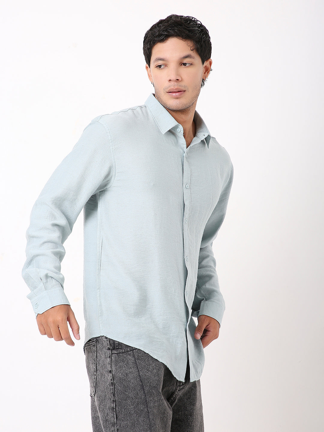 LINEN BLEND LONG SLEEVE  CASUAL SHIRT