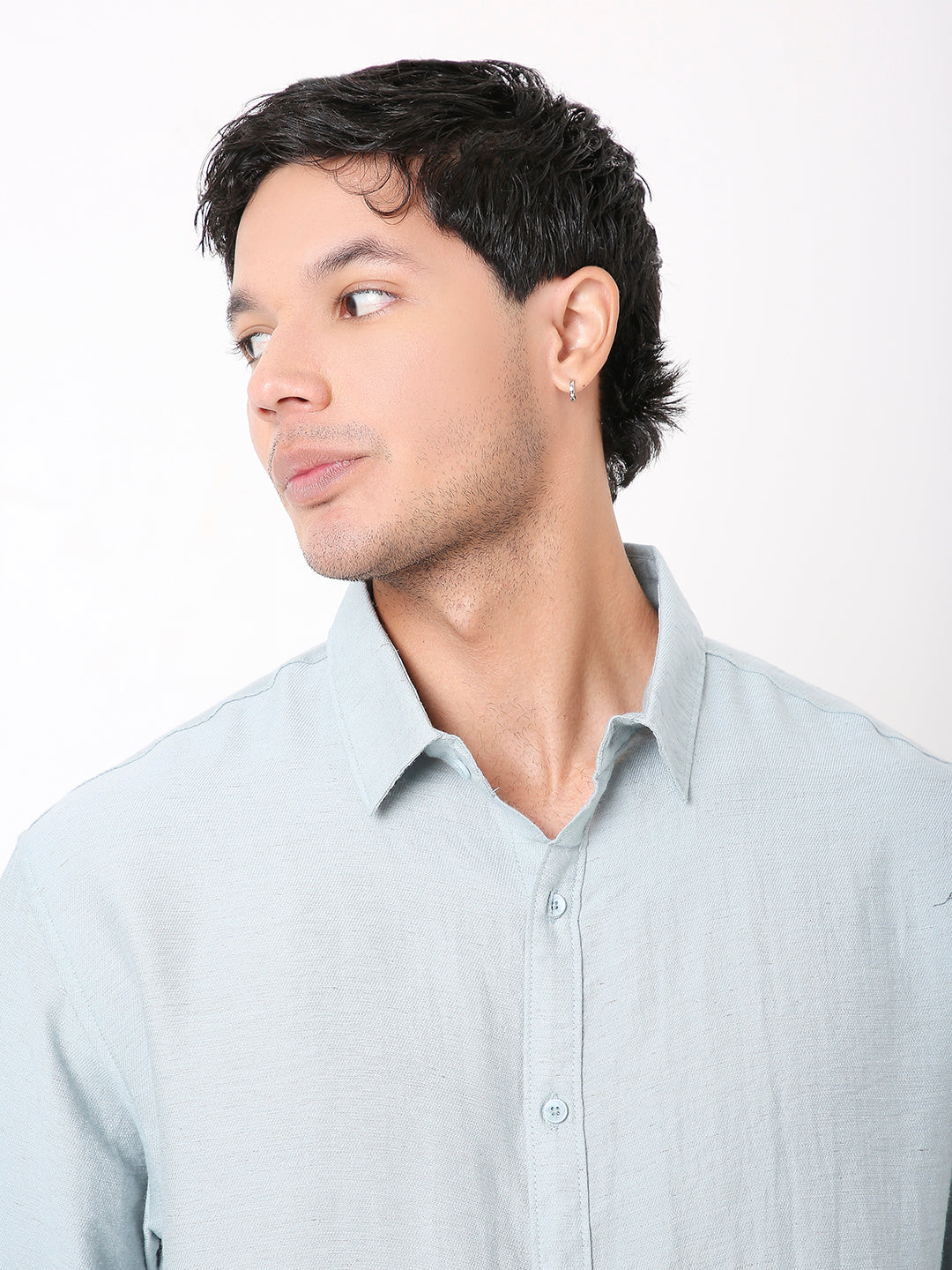 LINEN BLEND LONG SLEEVE  CASUAL SHIRT