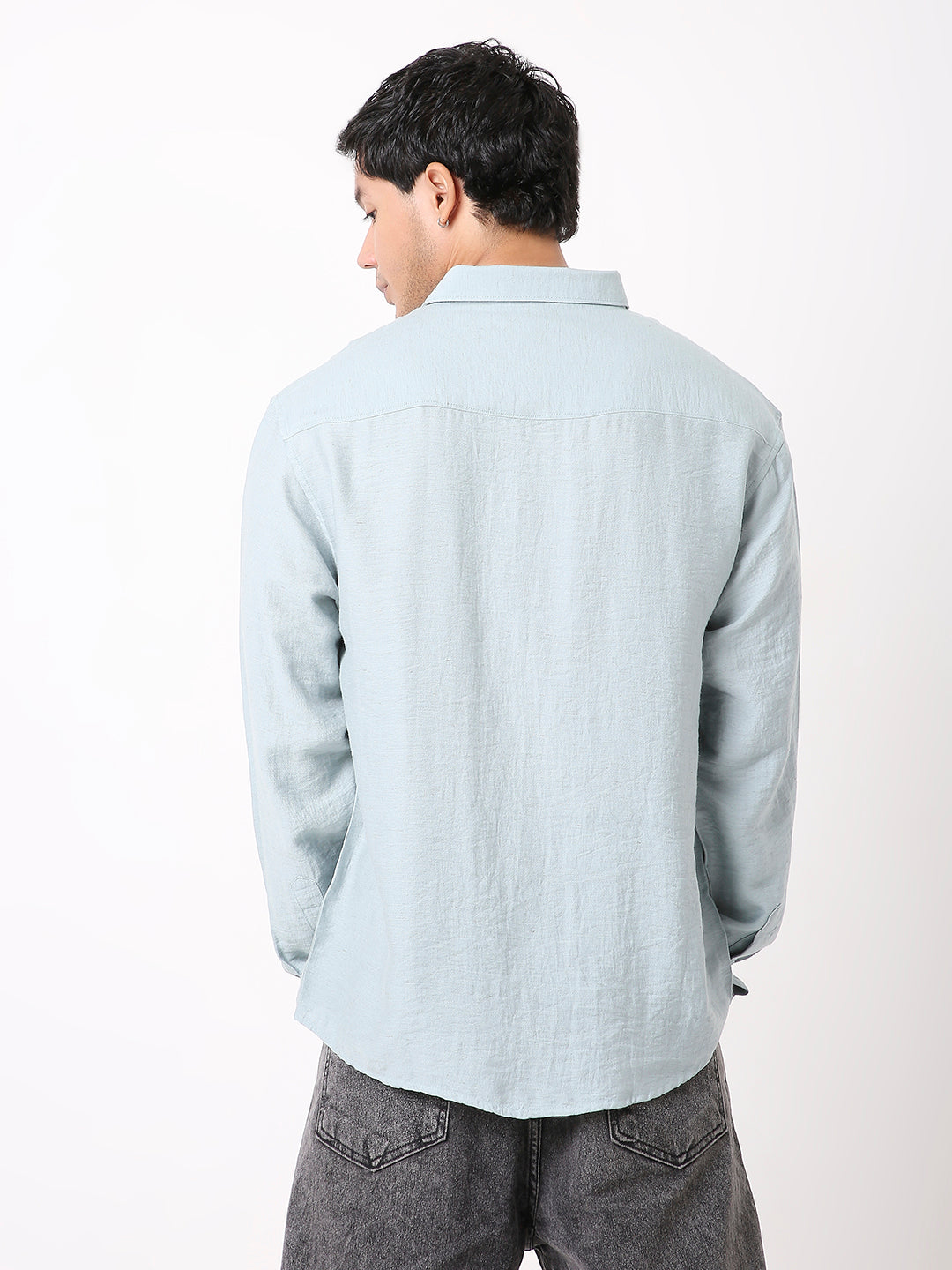 LINEN BLEND LONG SLEEVE CASUAL SHIRT