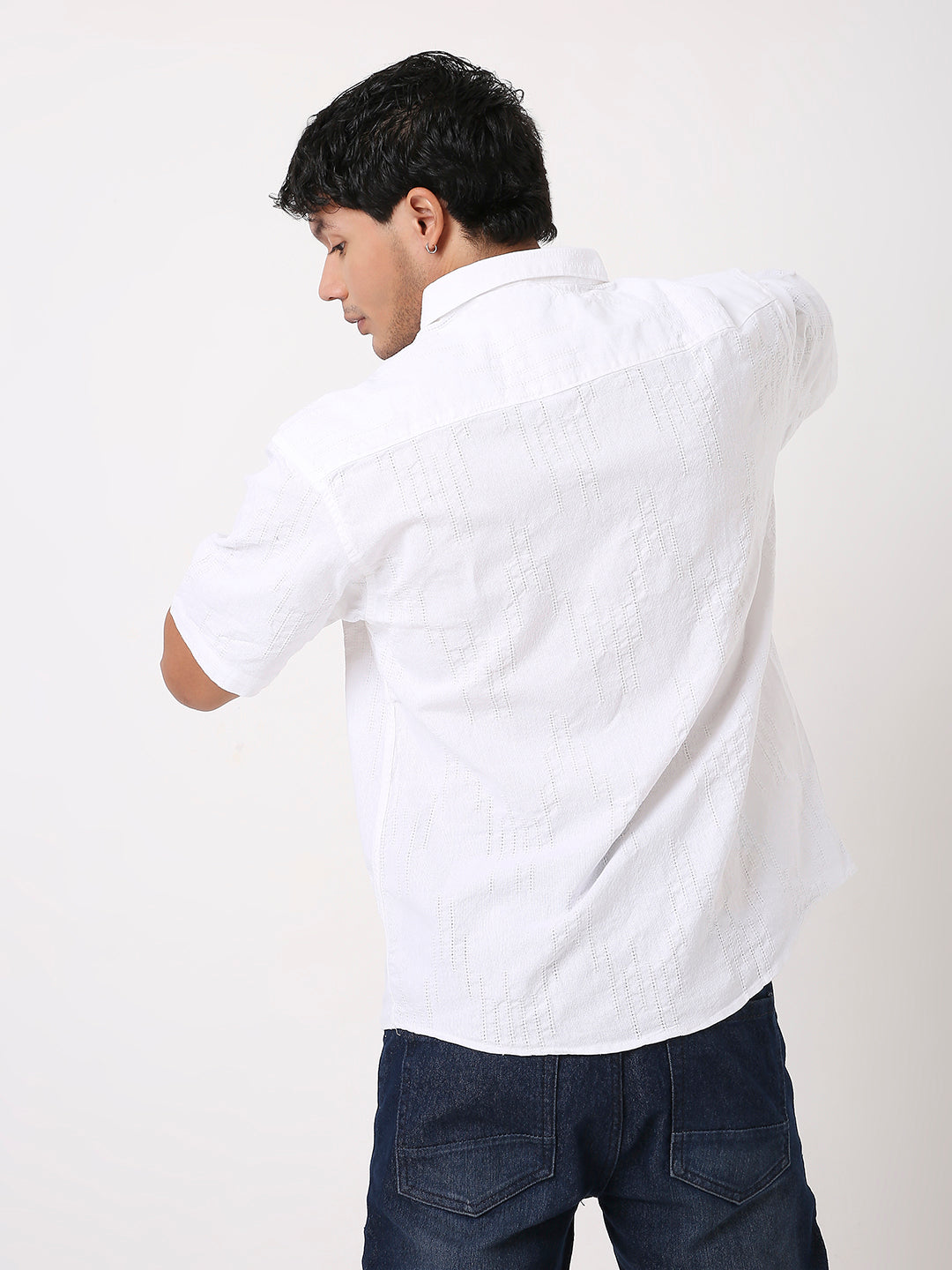 SELF TEXTURED RELAXED PURE COTTON  SHIRT