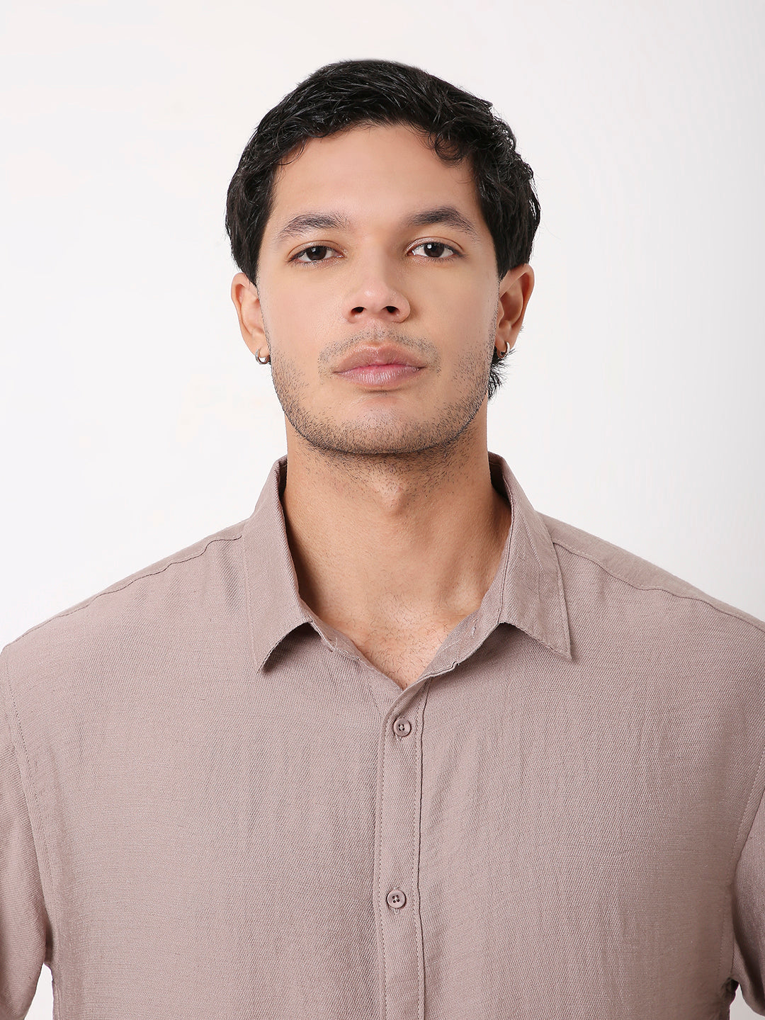 LINEN BLEND NATURAL LONG SLEEVE CASUAL SHIRT