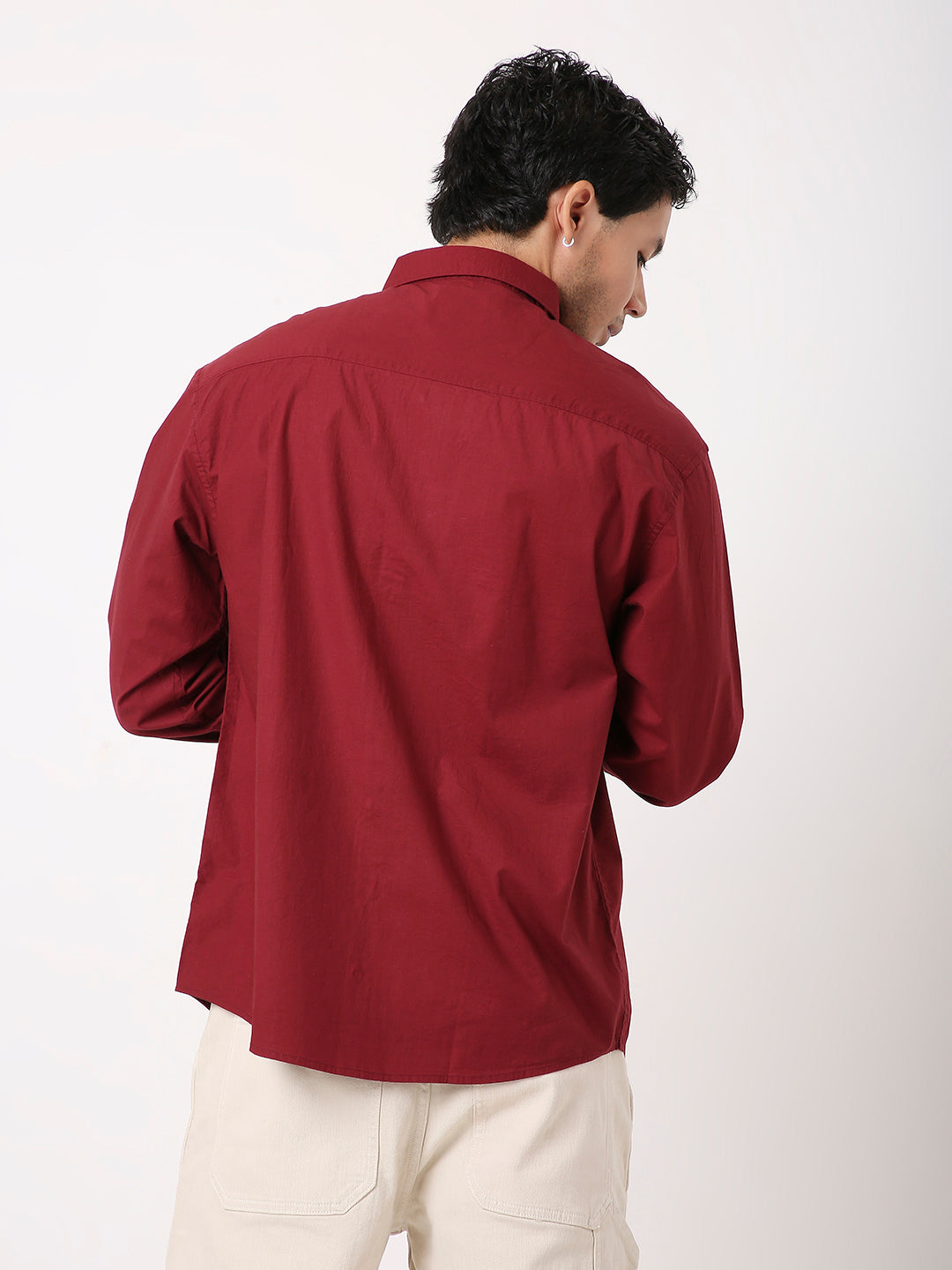 PREMIUM MAROON COTTON LYCRA LONG SLEEVE SHIRT