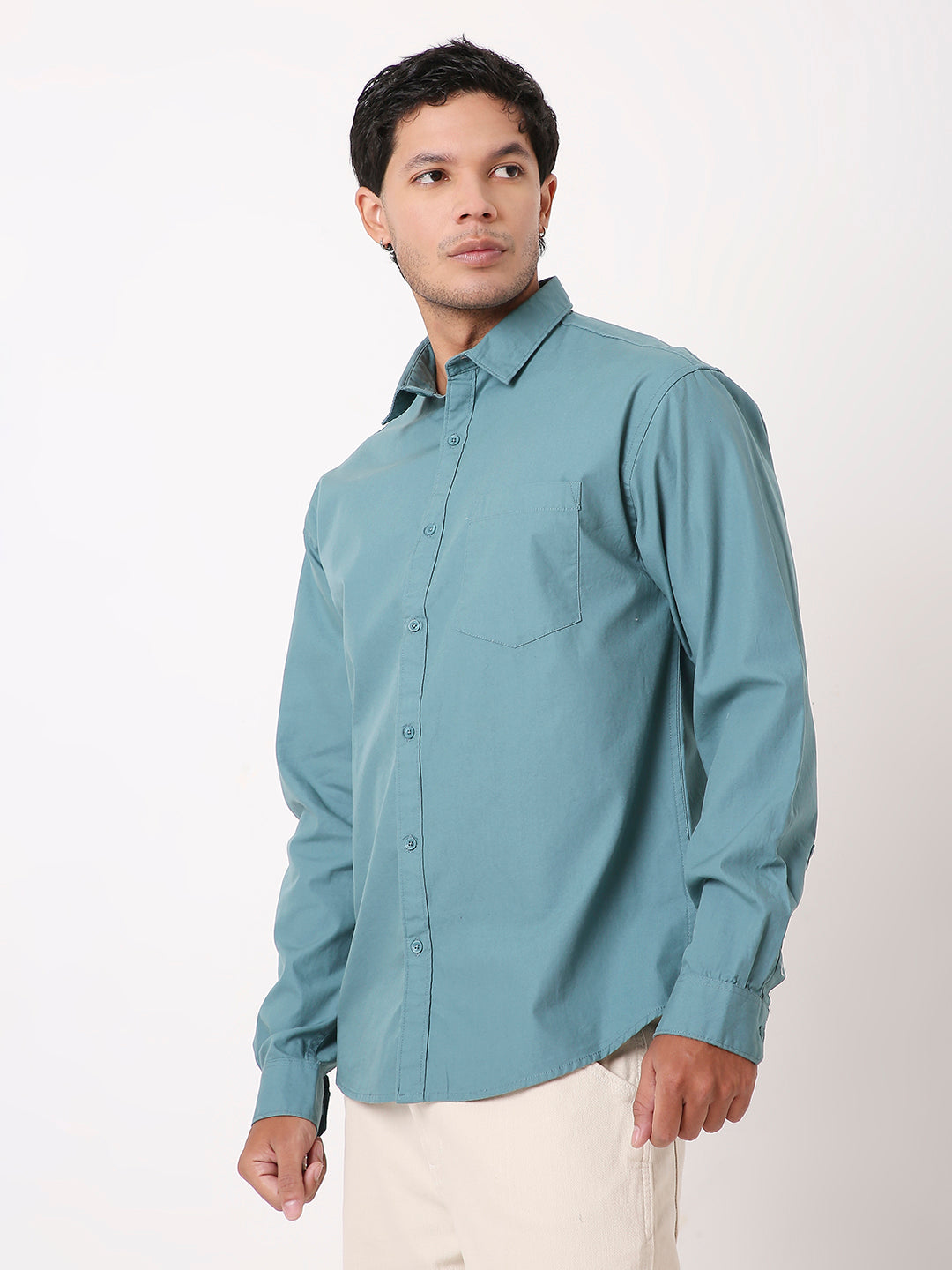 GREEN SIGNATURE TWILL COTTON SHIRT