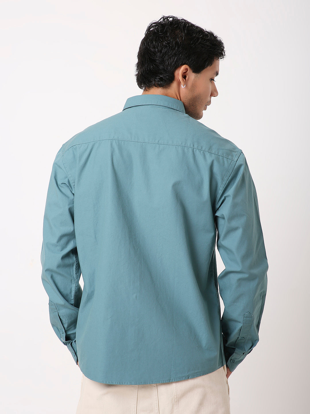 MODERN LONG SLEEVE BLACK COTTON SHIRT FOR MEN