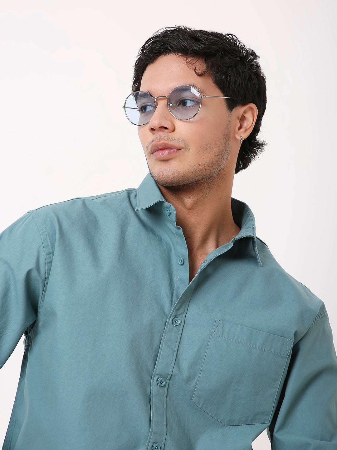 GREEN SIGNATURE TWILL COTTON SHIRT