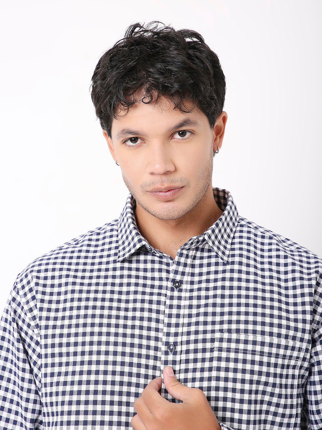 RELAXED FIT CHECKERED COTTON SHIRT