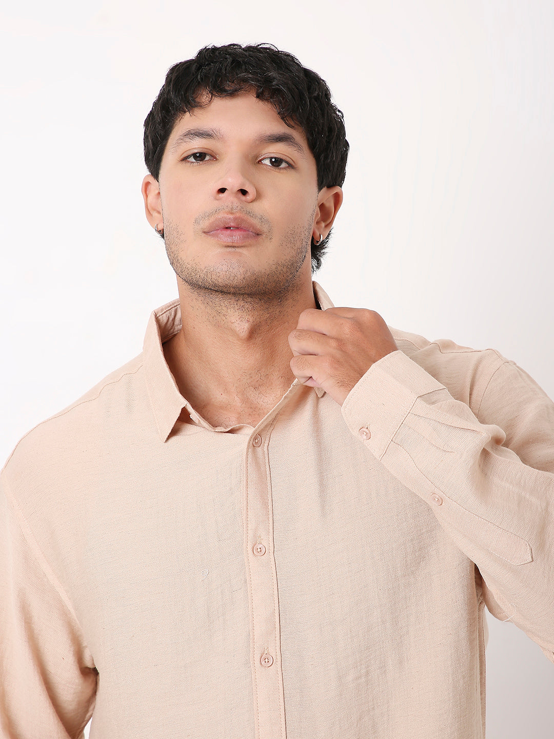 LINEN BLEND LONG SLEEVE  CASUAL SHIRT