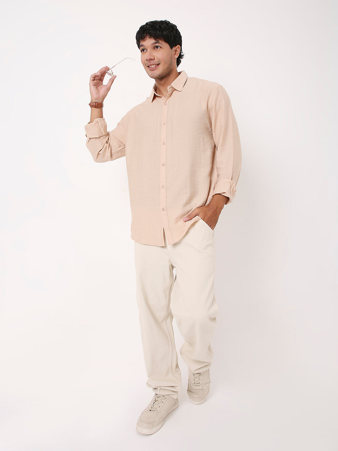 PEACH PERMIUM LINEN BLEND SHIRT
