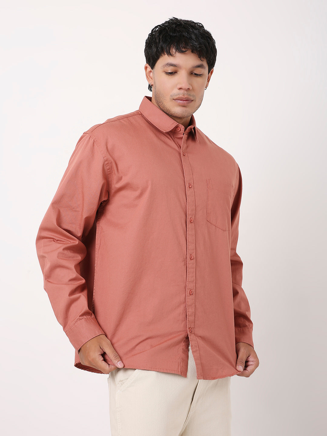 PEACH SIGNATURE TWILL COTTON SHIRT