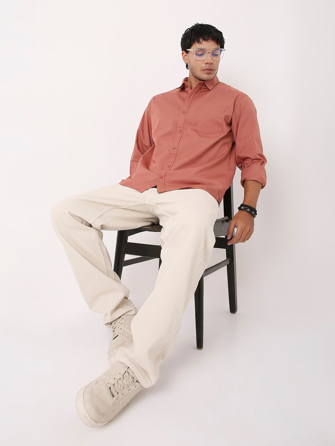 MODERN LONG SLEEVE BLACK COTTON SHIRT FOR MEN