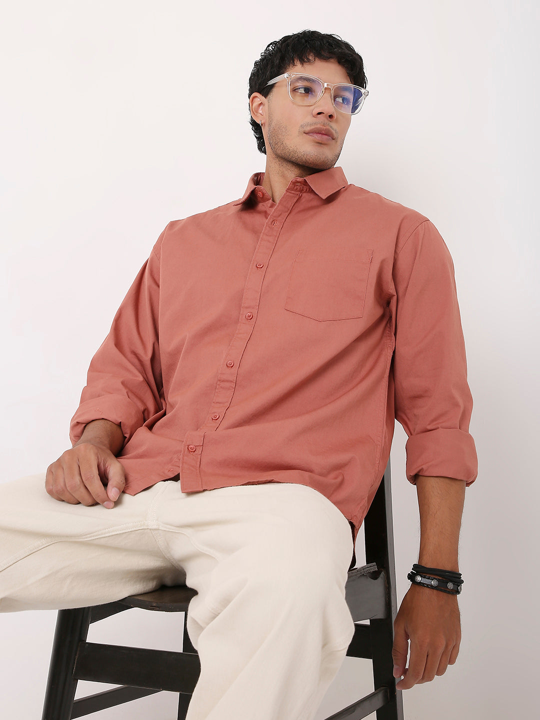 PEACH SIGNATURE TWILL COTTON SHIRT