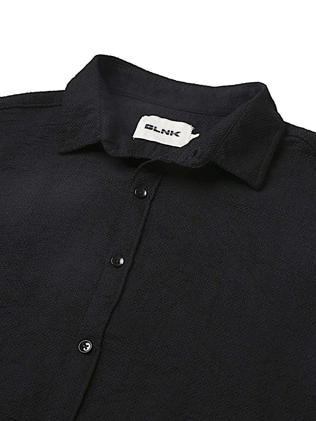 SHORT SLEEVE VISCOSE BLEND TEXTURED BUTTON-DOWN SHIRT
