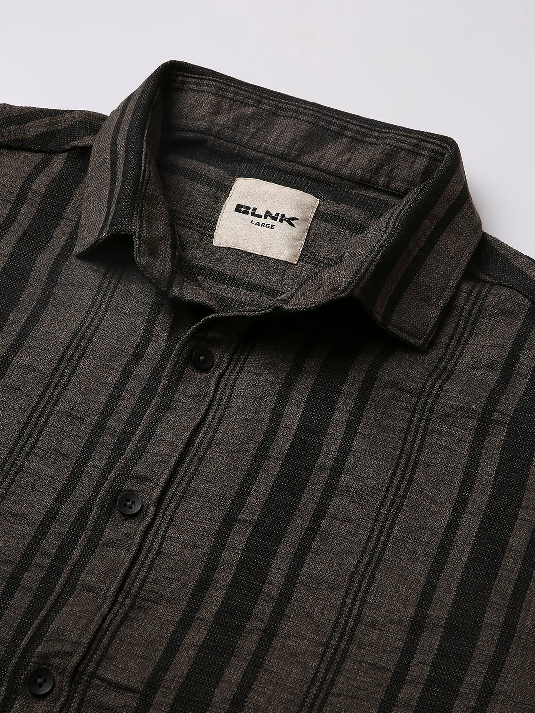 TEXTURED STRIPED  GREY HALF SLEEVE SHIRT
