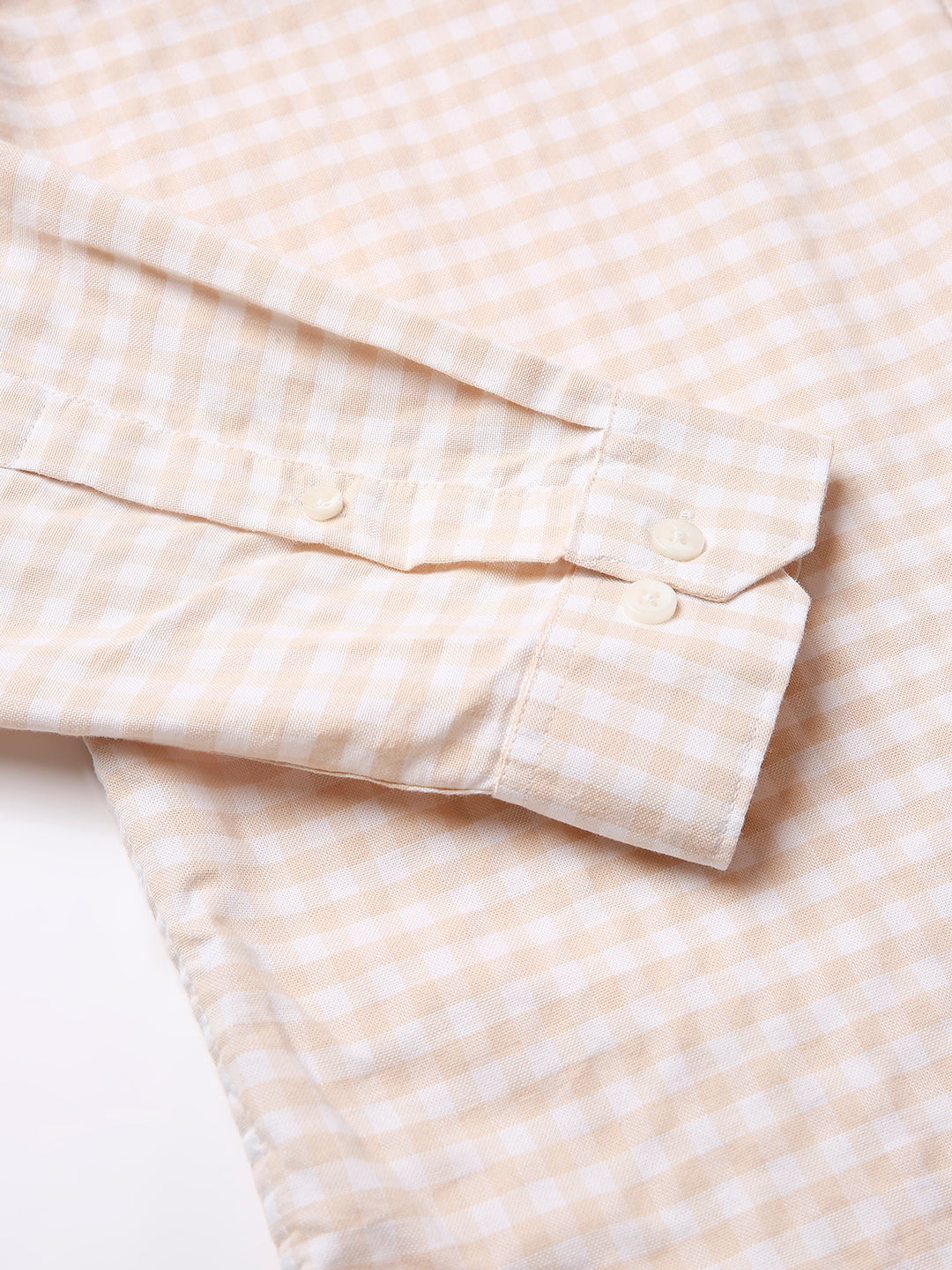 BEIGE OXFORD GINGHAM COTTON SHIRT