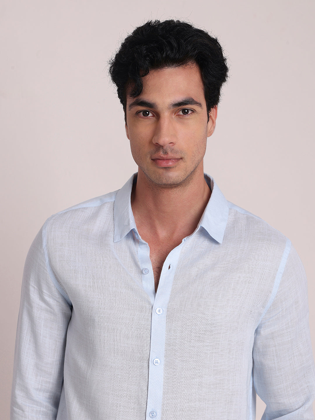Light Blue Premium Linen Blend Shirt