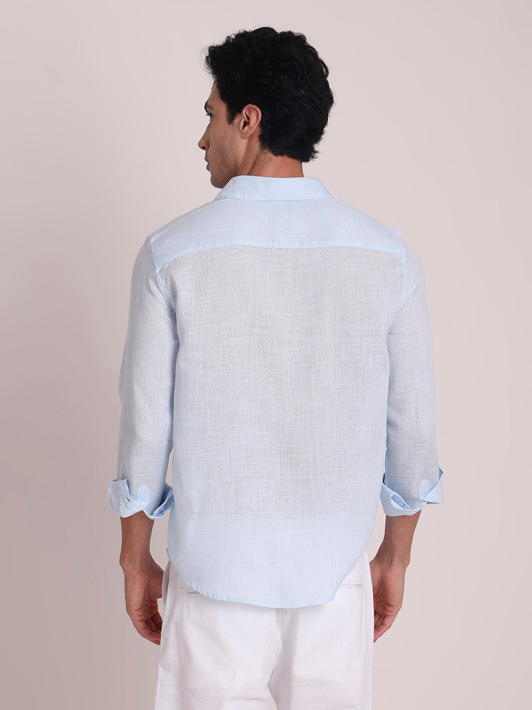 Light Blue Premium Linen Blend Shirt