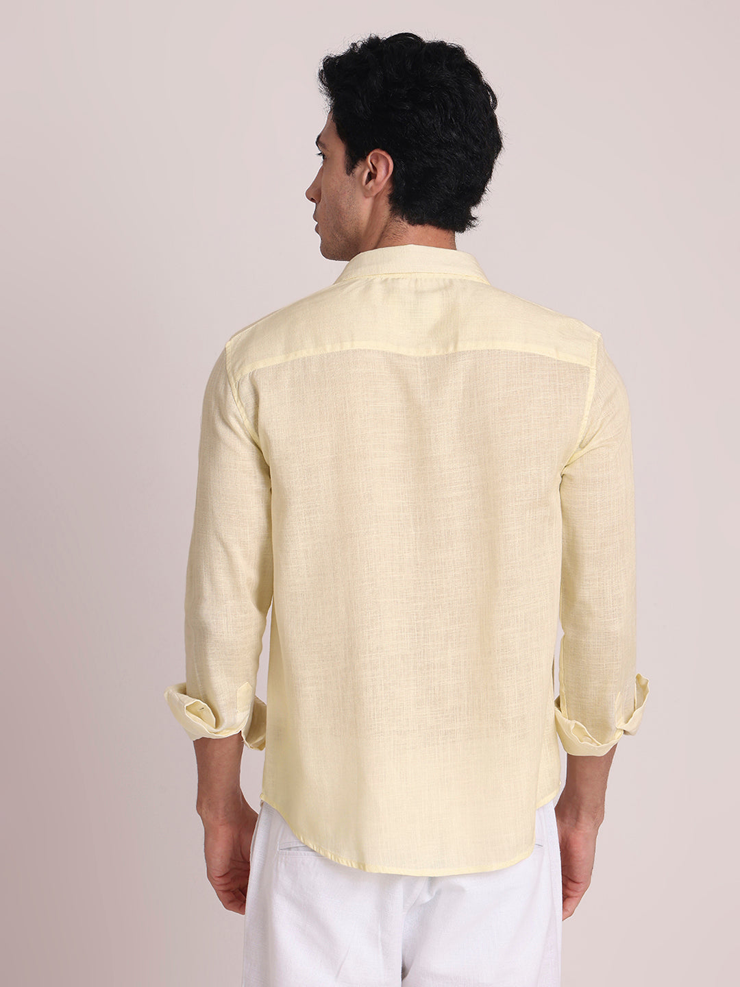 Lemon Yellow Premium Linen Blend Shirt