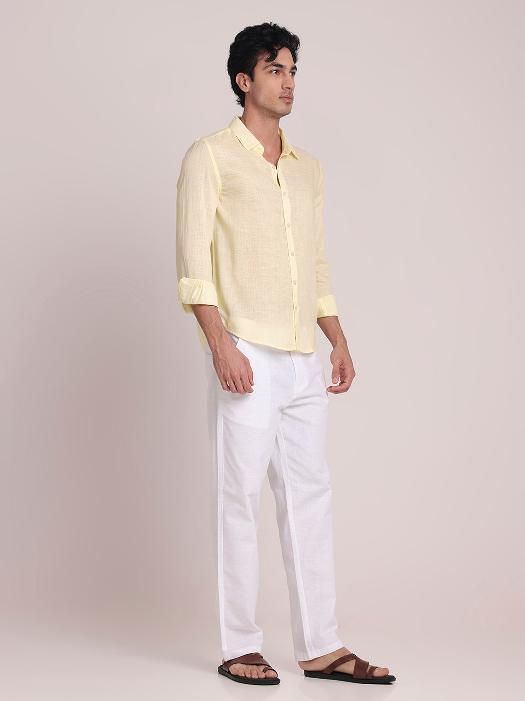 Lemon Yellow Premium Linen Blend Shirt