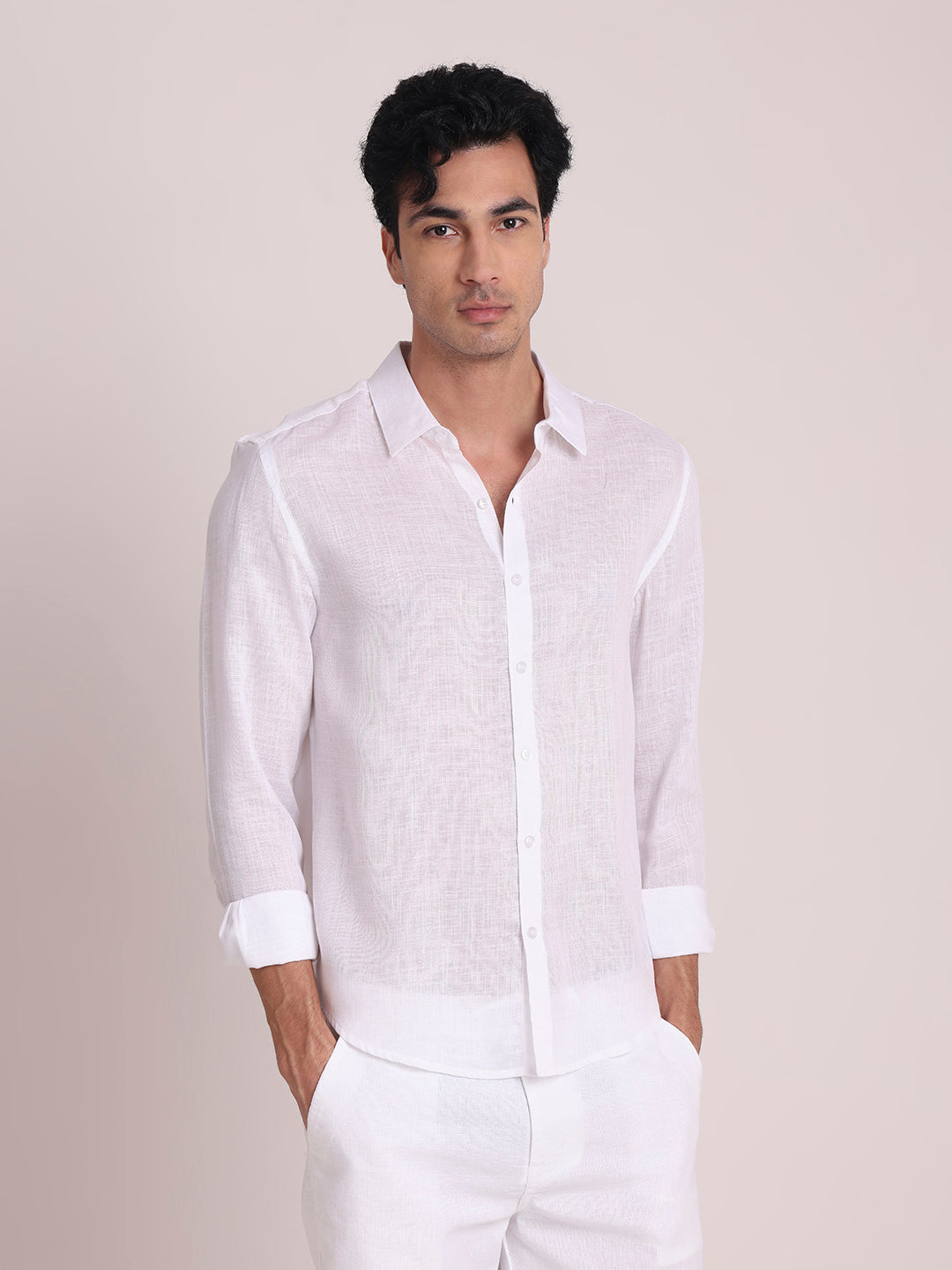 White Premium Linen Blend Shirt