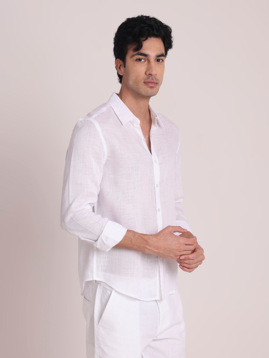 White Premium Linen Blend Shirt