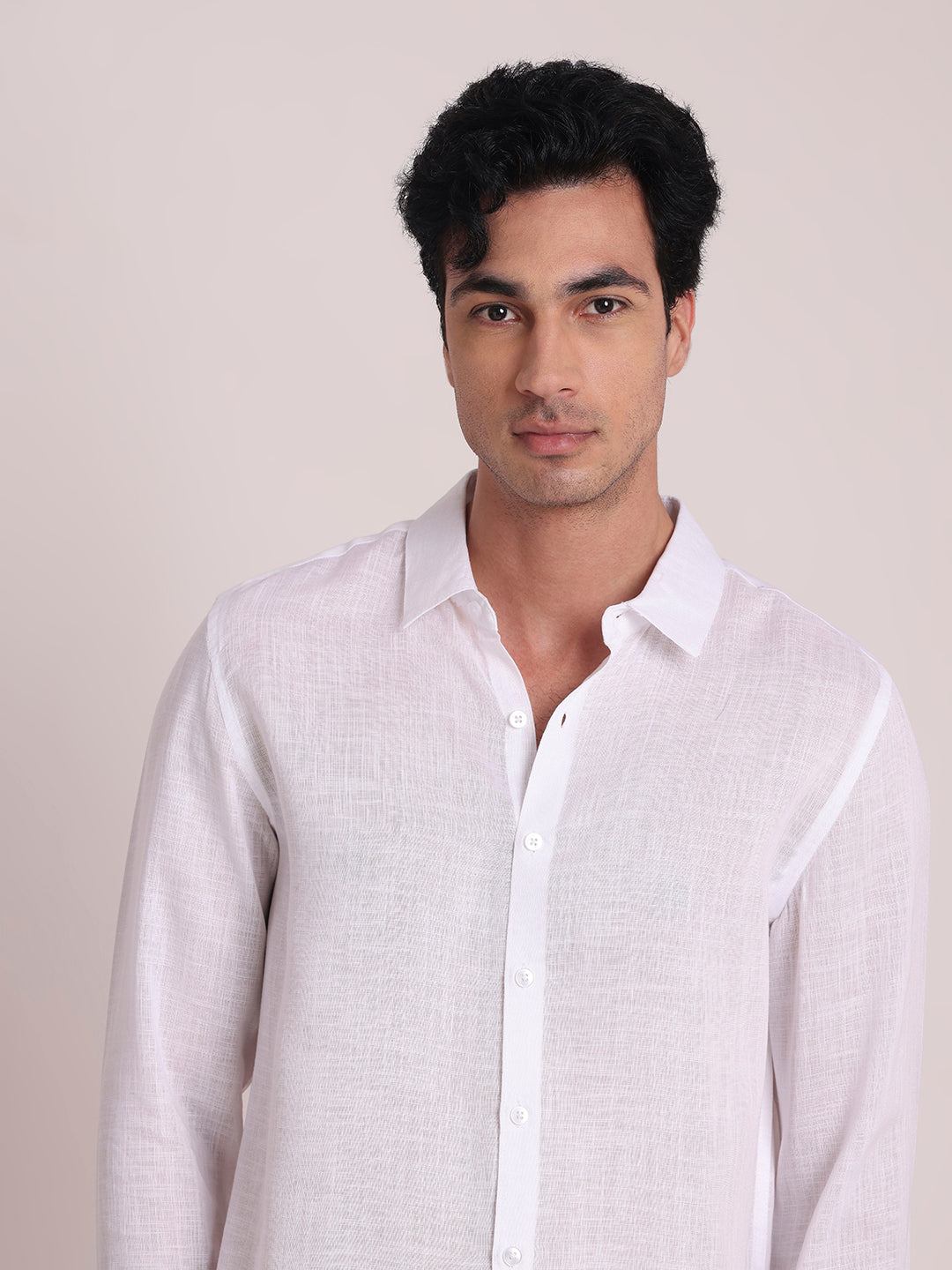 White Premium Linen Blend Shirt