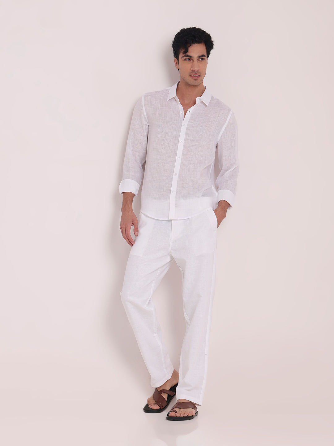 White Premium Linen Blend Shirt