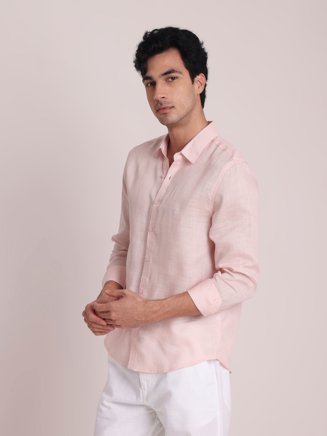Light Pink Premium Linen Blend Shirt