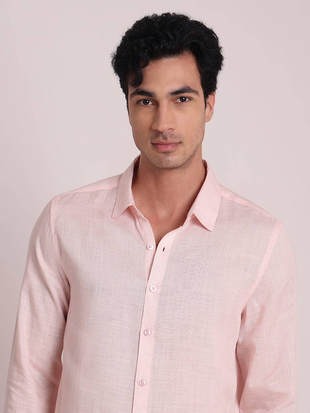 Light Pink Premium Linen Blend Shirt