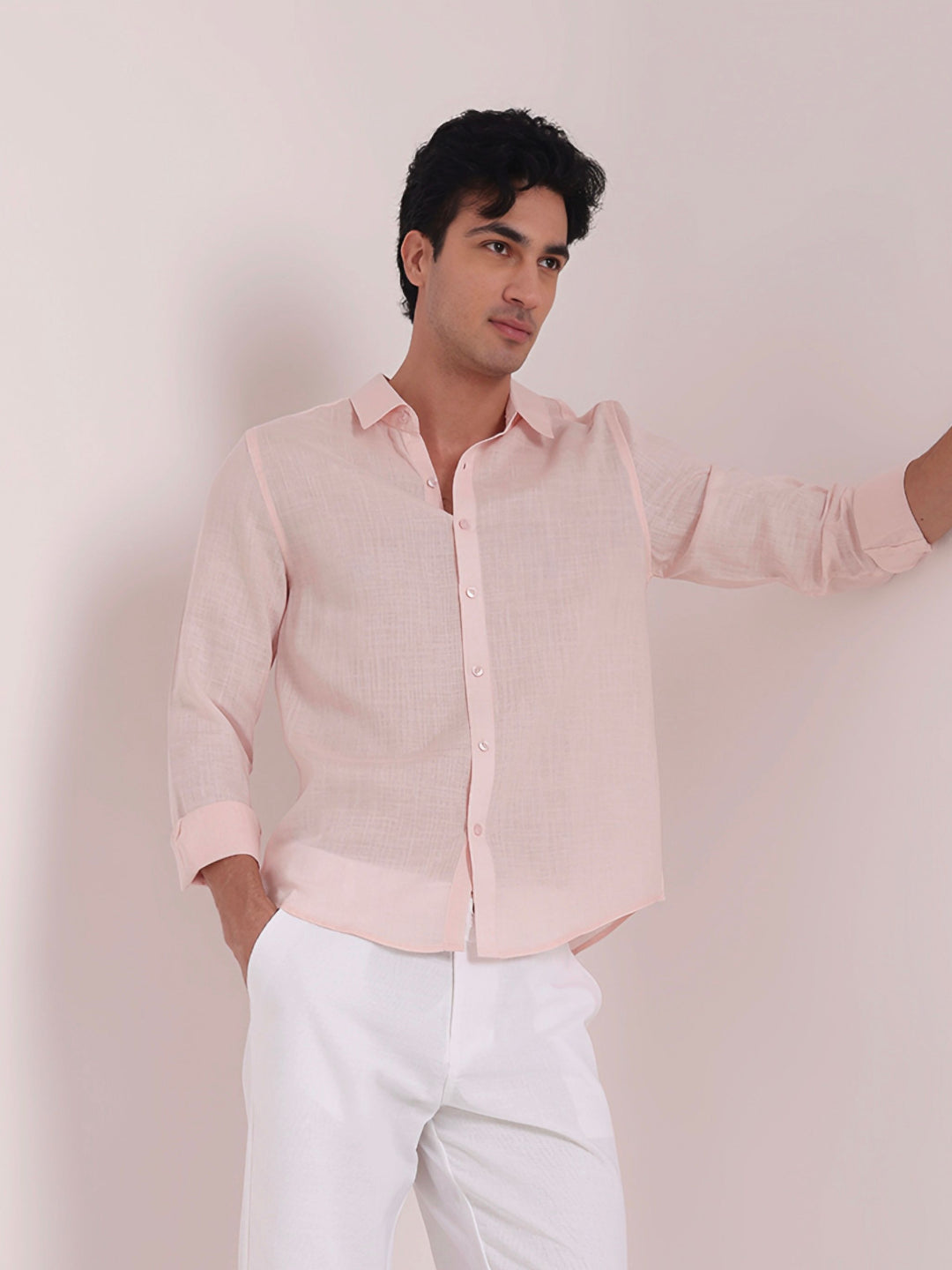 Light Pink Premium Linen Blend Shirt