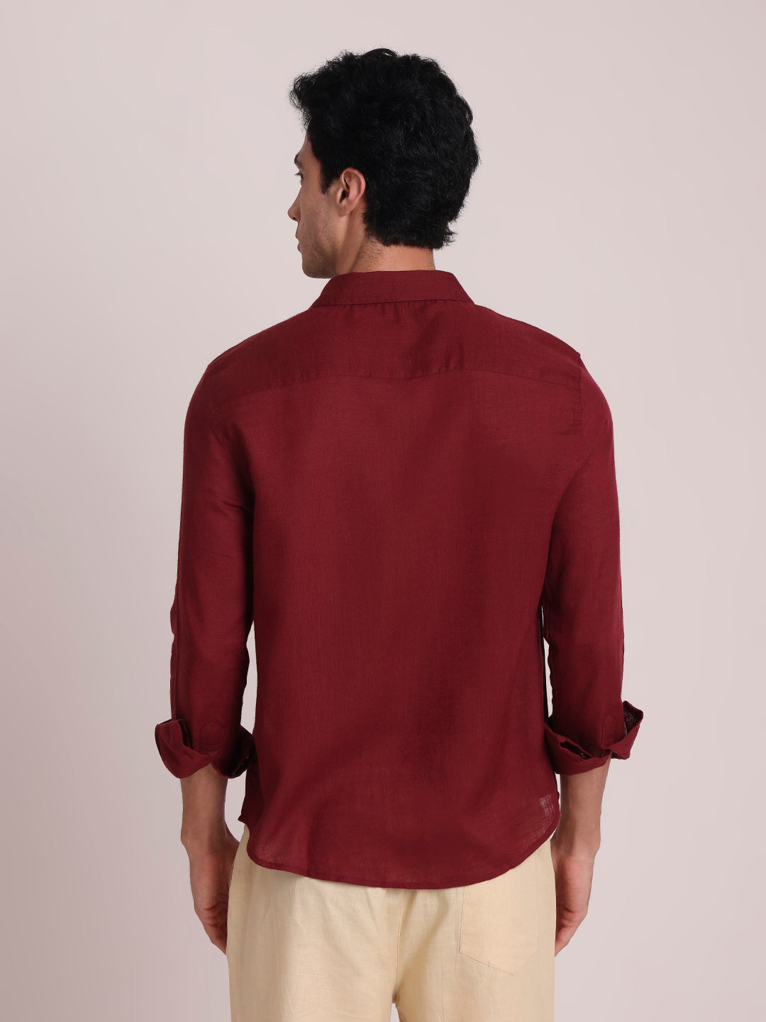 Maroon Premium Linen Blend Shirt