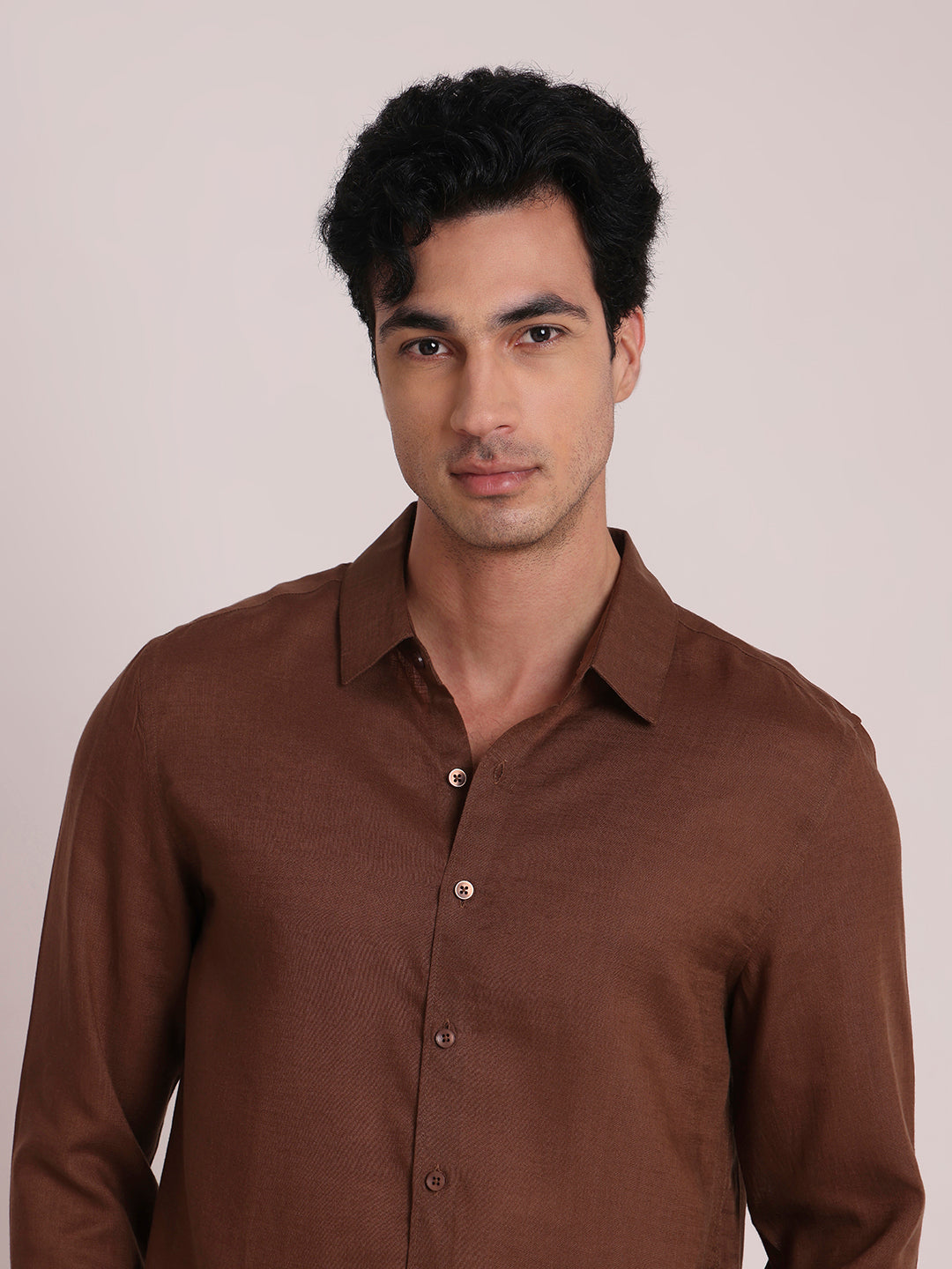 Khaki Premium Linen Blend Shirt