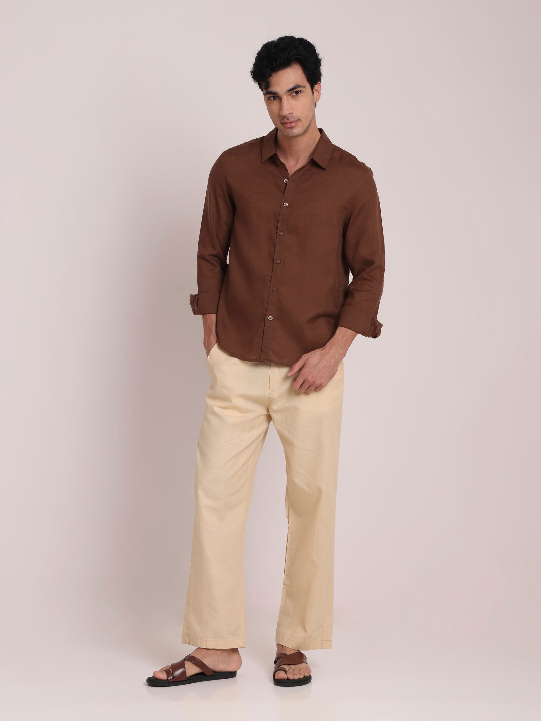 Khaki Premium Linen Blend Shirt