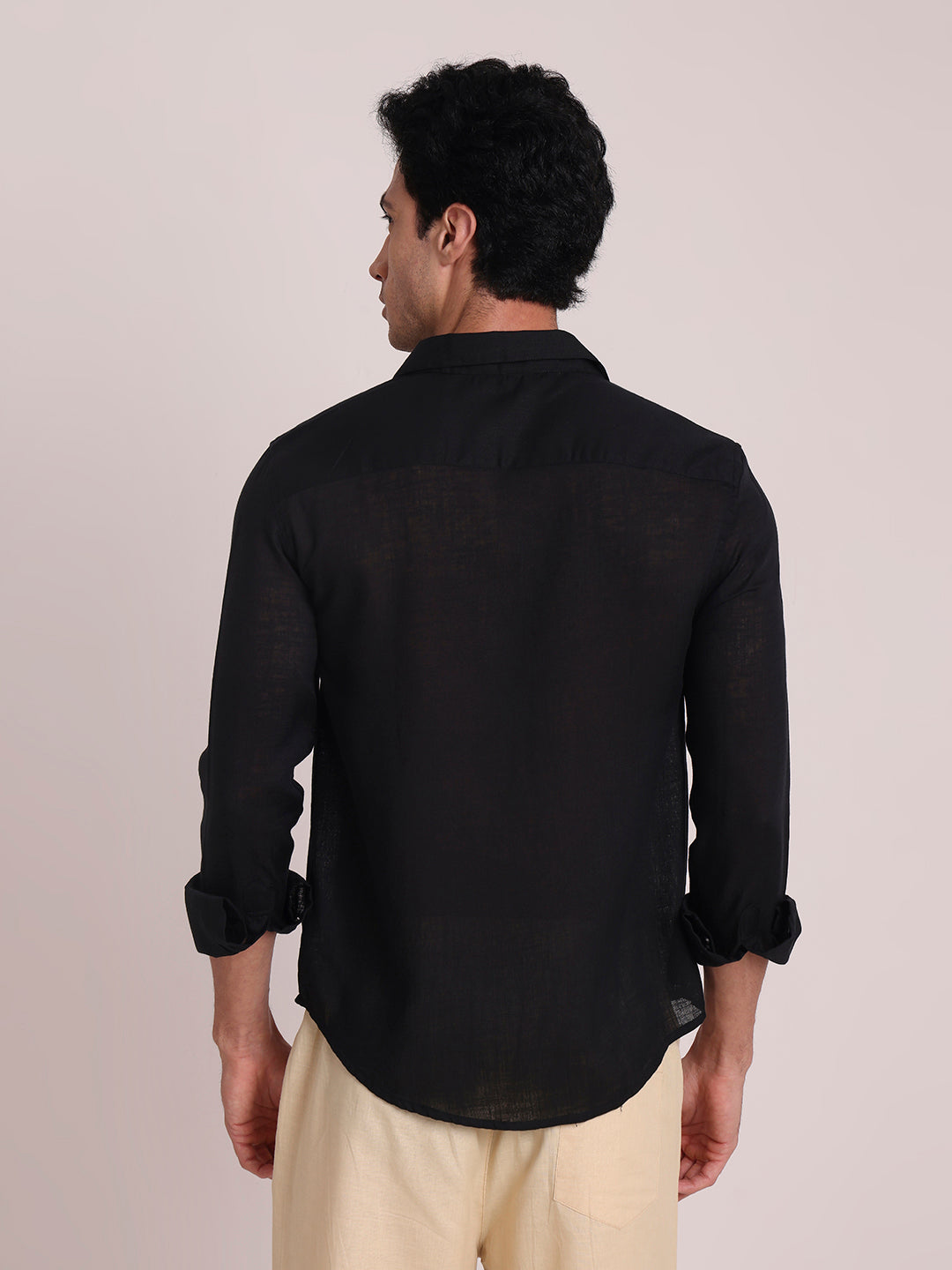 Black Premium Linen Blend Shirt