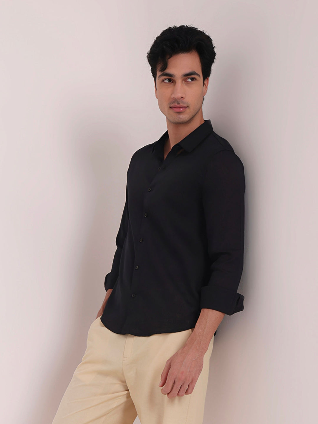 Black Premium Linen Blend Shirt