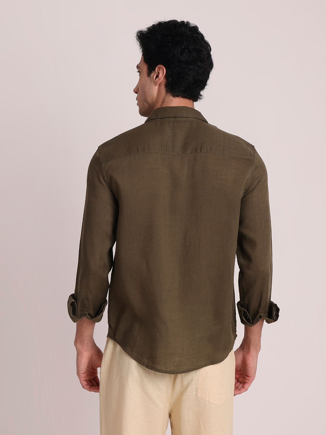 Dark Green Premium Linen Blend Shirt
