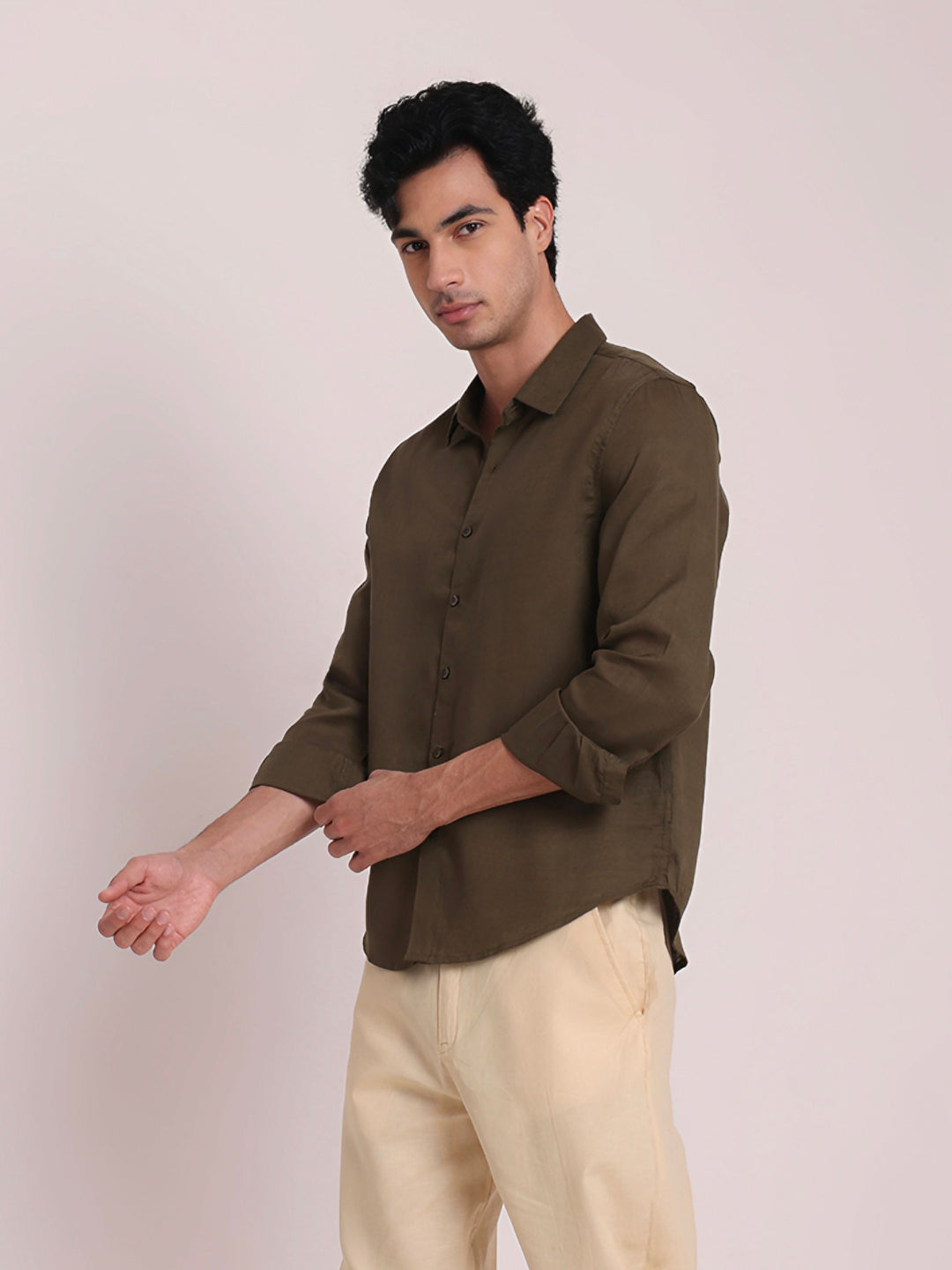 Dark Green Premium Linen Blend Shirt
