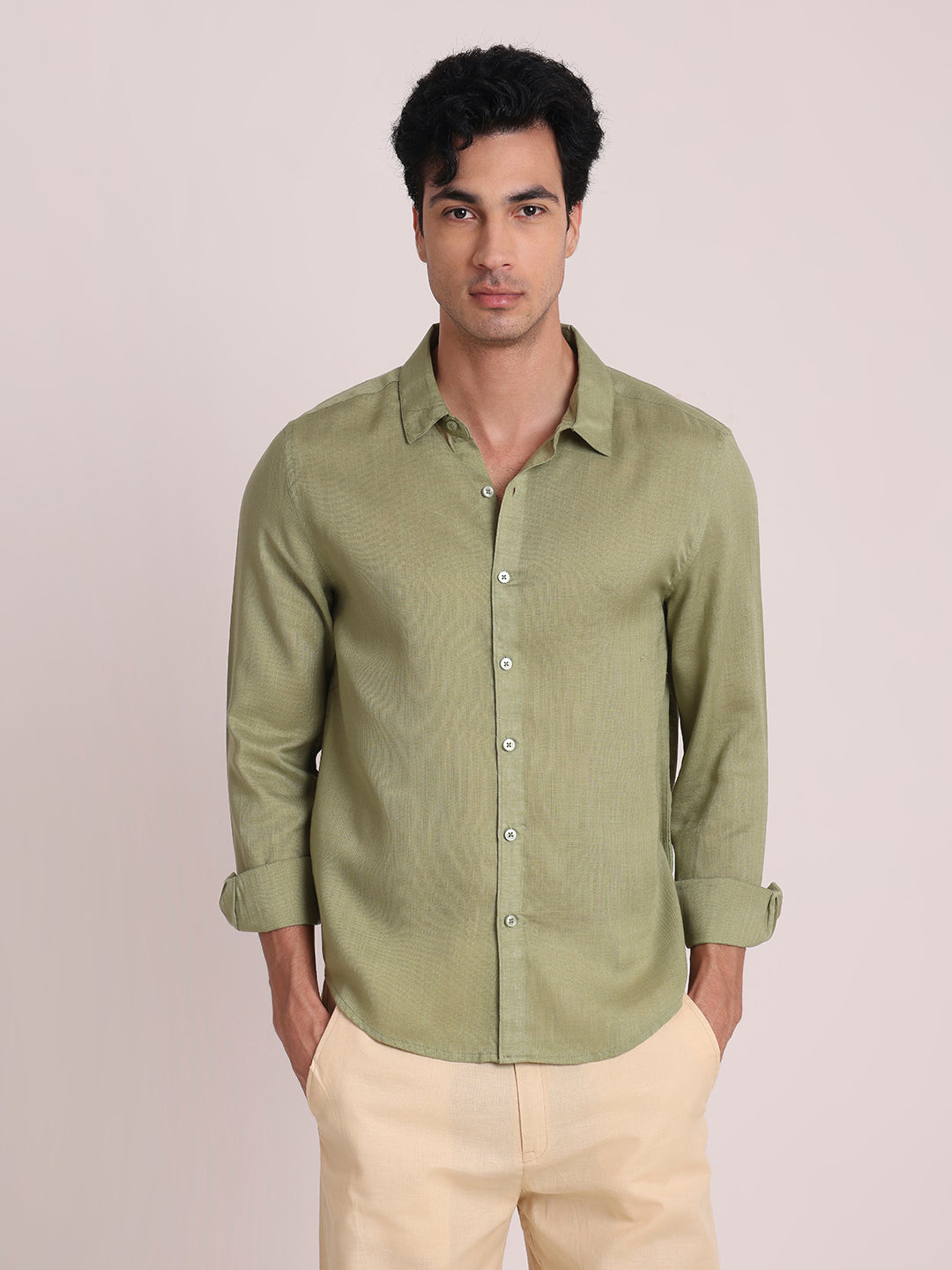 Olive Premium Linen Blend Shirt