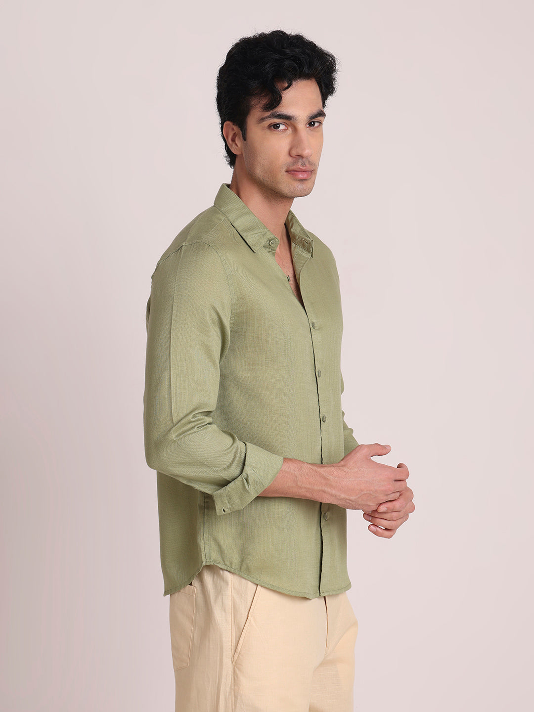 Olive Premium Linen Blend Shirt