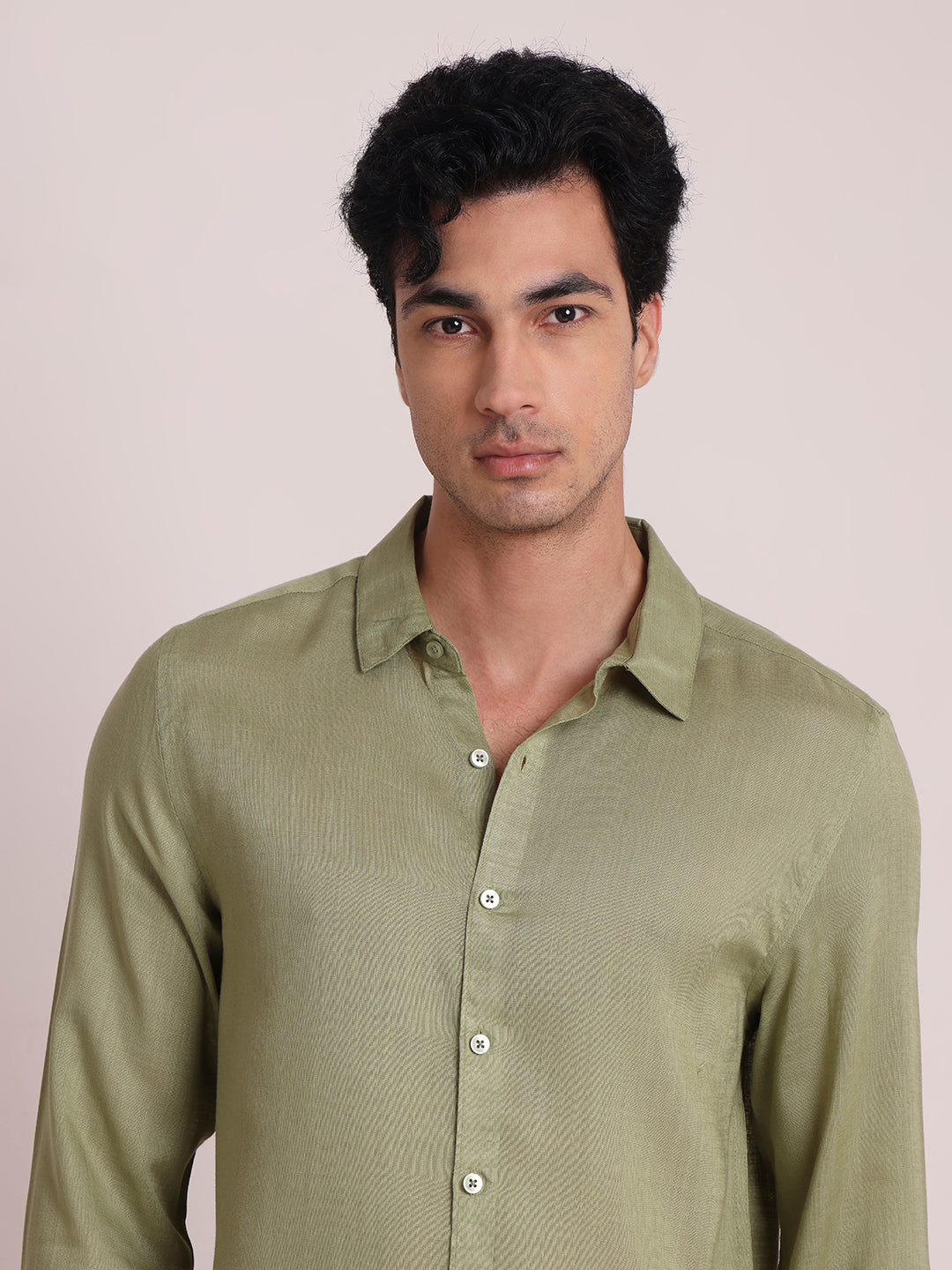 Olive Premium Linen Blend Shirt